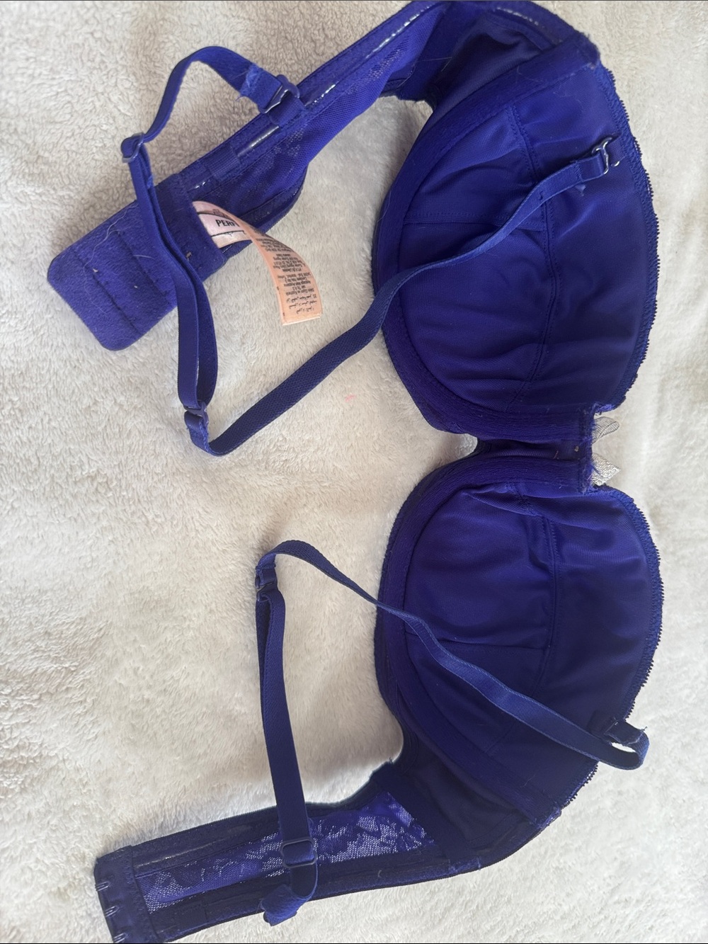 La SENZA Royal Purple Lace Underwire Push-up Bra with Silver Trim - Picture 3 of 5